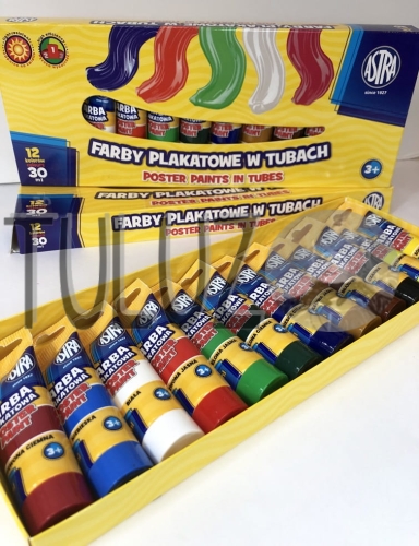 Farby plakatowe Astra 12 kolorów 30 ml 83110901..jpg