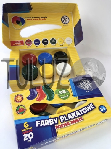 Farby plakatowe Astra 6 kolorów 20 ml 301109001..jpg