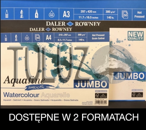 Aqua Smooth 300g m2 Jumbo 50arkuszy Daler Rowney Blok Akwarelowy Hot Pressed 431235409 431235309 New_.jpg