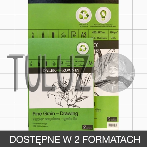 Eco Paper Pads Drawing Pads Fine Grain 120g 30 arkuszy Daler Rowney 434250500 435250400 434250300 434250200 New..jpg