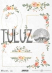 ITD Collection papier ryżowy A4 narożniki kwiatowe kod.prod.R1458