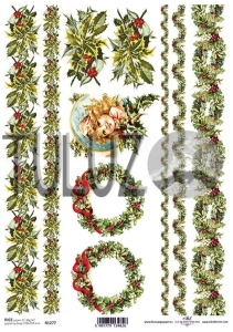 ITD Collection papier ryżowy A4 swiąteczne szlaczki kod.prod.R1277