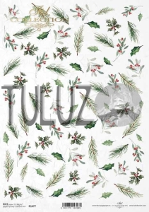 ITD Collection papier ryżowy A4 świateczne kompozycje ostrokrzew jarzębina kod.prod.R1477