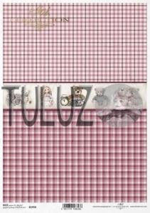 ITD Collection papier ryżowy A4 misie, różowa kratka kod.prod.R1958