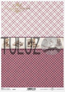 ITD Collection papier ryżowy A4 misie, różowa kratka kod.prod.R1957