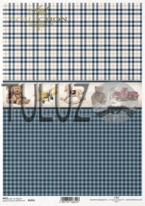 ITD Collection papier ryżowy A4 misie, niebieska kratka kod.prod.R1951