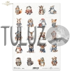 ITD Collection papier ryżowy A4  zwierzątka w zimowych ubrankach kod.prod.R2305