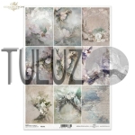 ITD Collection papier ryżowy A4 tło,  kwiaty, rośliny, wieniec, list, nuty kod.prod.R2162