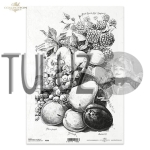 ITD Collection papier ryżowy A4 martwa natura, owoce, gruszka, winogrona, czarnobiałe kod.prod.R0506